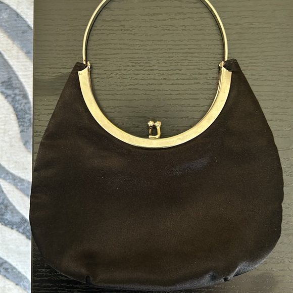 Black Satin Evening Bag Silver Hardware - Picture 5 of 5